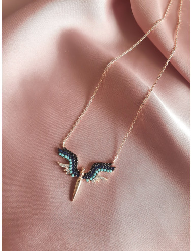 COLAR ANJO COLORIDO ROSE GOLD