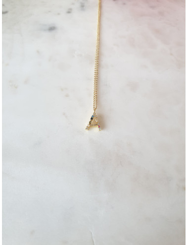 COLAR LETRA A PEQUENO CRAVADA COM PEDRAS