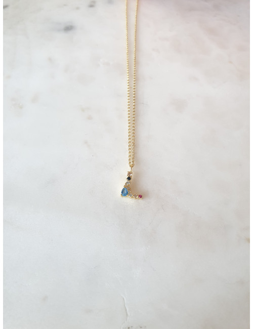 COLAR LETRA L PEQUENO CRAVADA COM PEDRAS