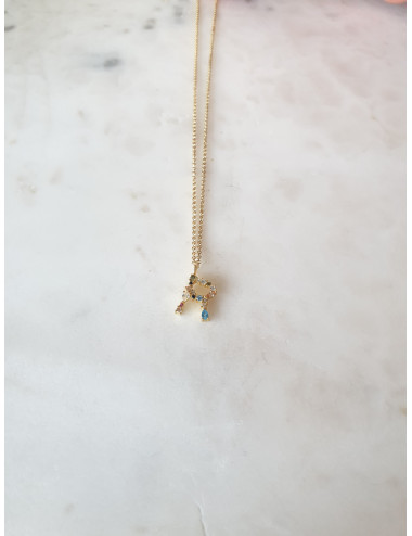 COLAR LETRA R PEQUENO CRAVADA COM PEDRAS