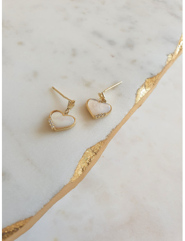 BRINCOS HEART QUEEN PRATA DOURADA