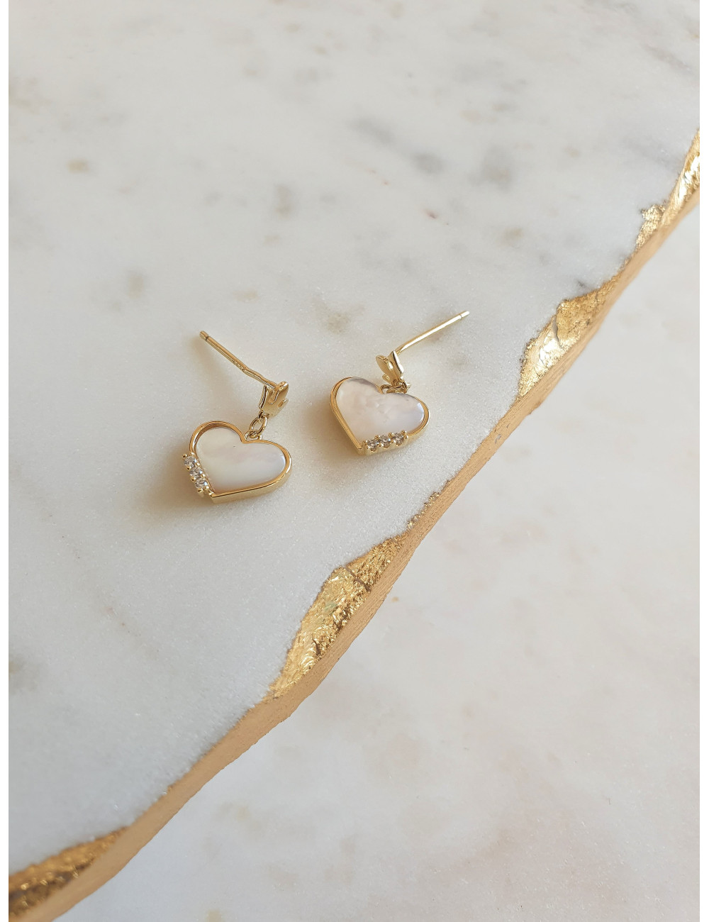 BRINCOS HEART QUEEN PRATA DOURADA