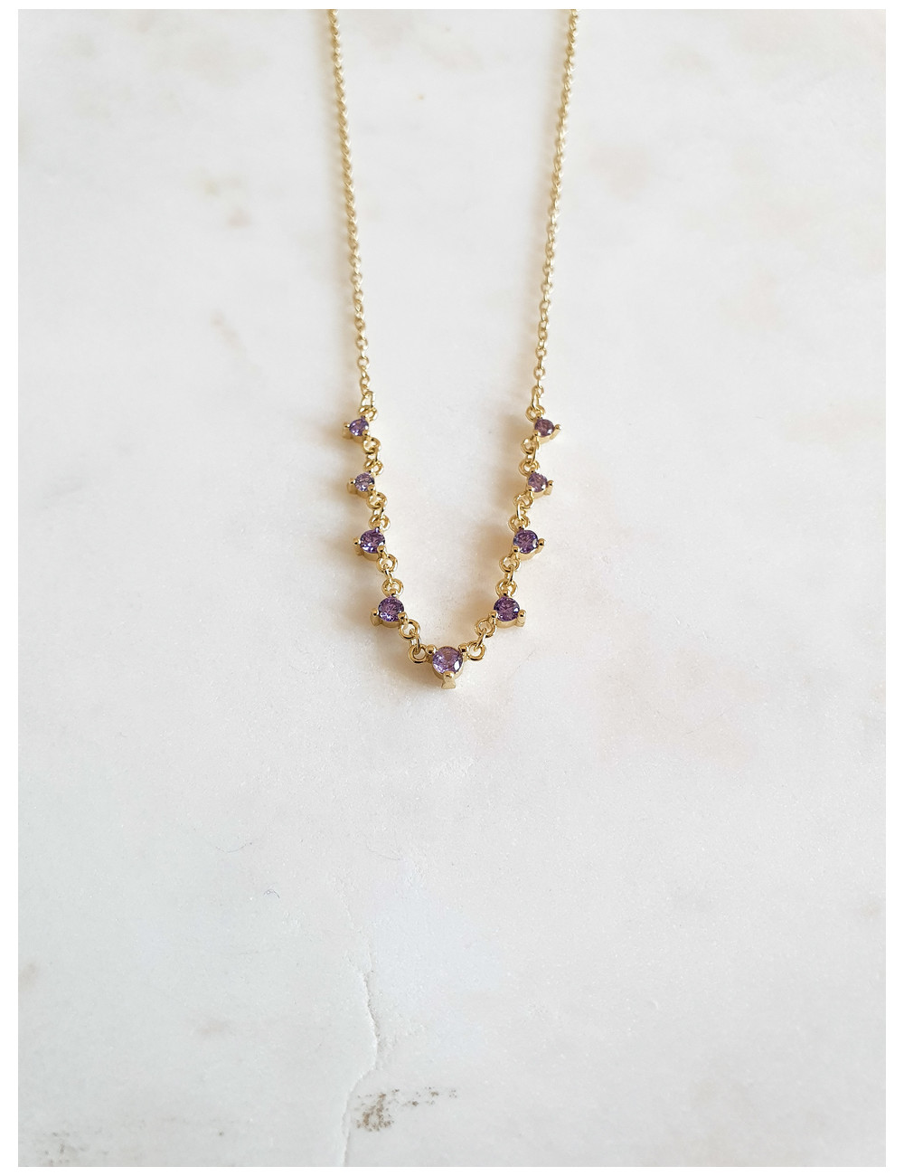 COLAR PRATA COM ZIRCONIAS LILÁS