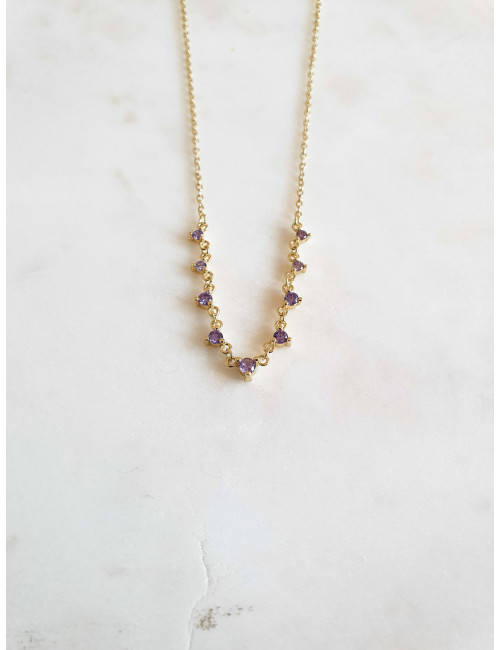 COLAR PRATA COM ZIRCONIAS LILÁS