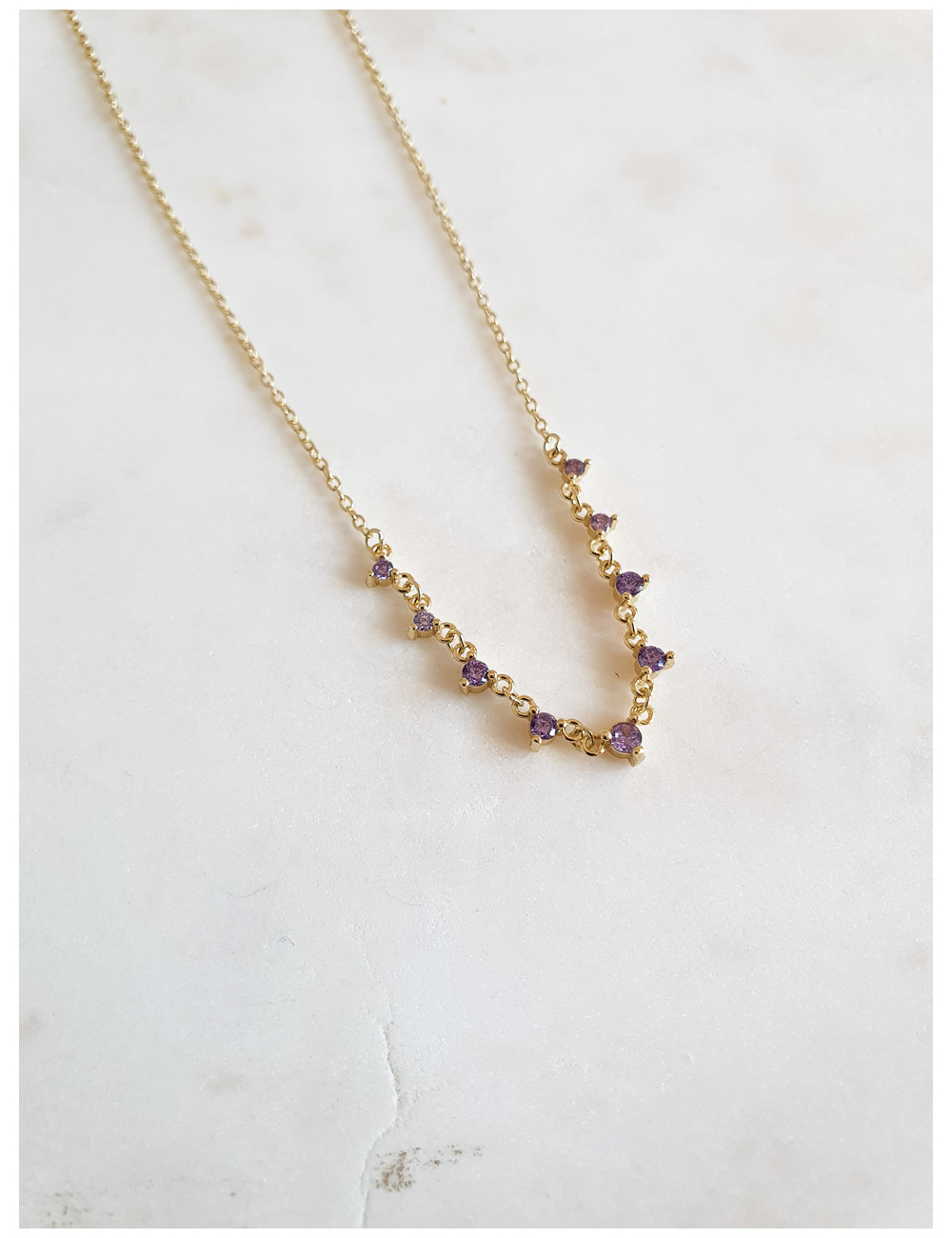 COLAR PRATA COM ZIRCONIAS LILÁS