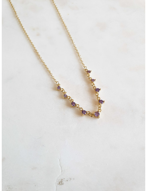 COLAR PRATA COM ZIRCONIAS LILÁS