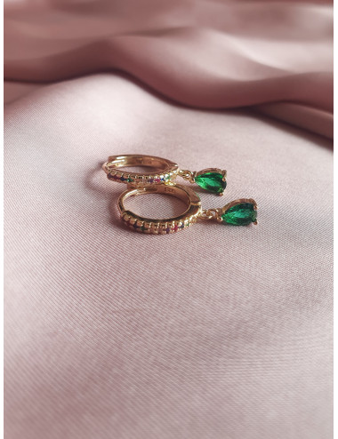 ARGOLAS COLORIDA PENDENTE VERDE PRATA DOURADA