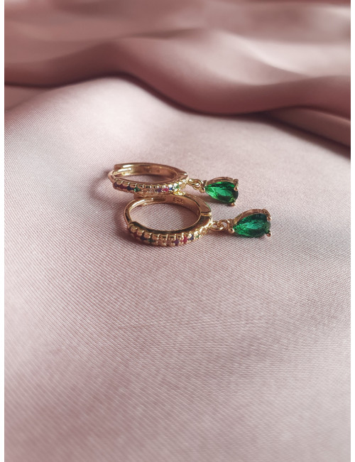 ARGOLAS COLORIDA PENDENTE VERDE PRATA DOURADA