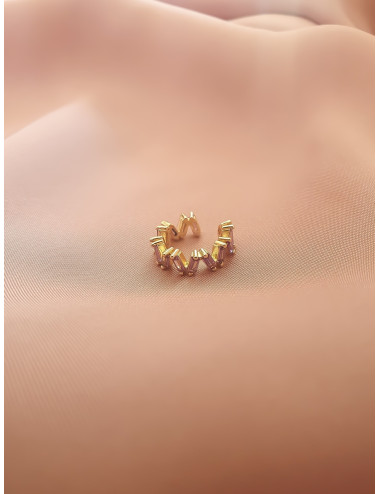 EAR CUFF COM PEDRAS LILÁS DOURADO