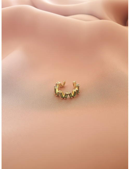 EAR CUFF COM PEDRAS VERDES DOURADO