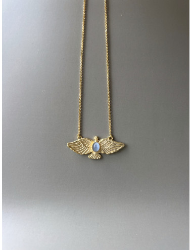 Colar Espirito Santo Azul Prata Dourada