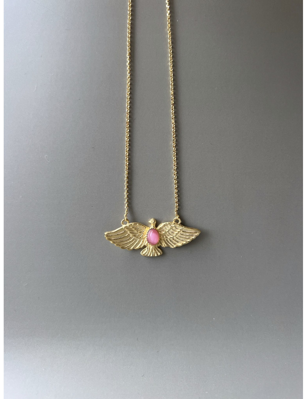 Colar Espirito Santo Rosa Prata Dourada