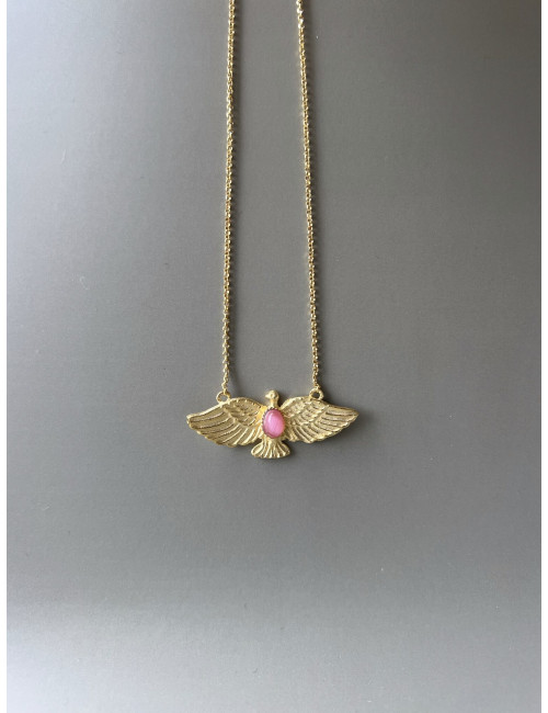 Colar Espirito Santo Rosa Prata Dourada