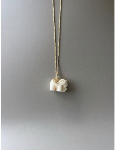 Colar Elefante Branco Prata Dourada