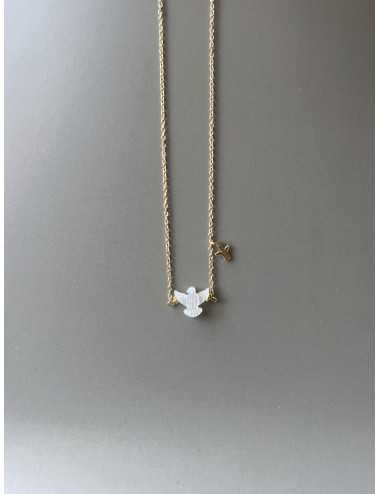 Colar Espirito Santo Prata Dourada