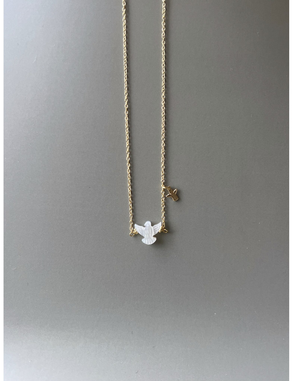 Colar Espirito Santo Prata Dourada