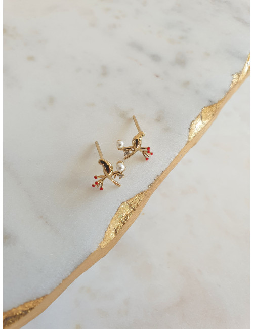 BRINCOS ARARA LIFE PRATA DOURADA