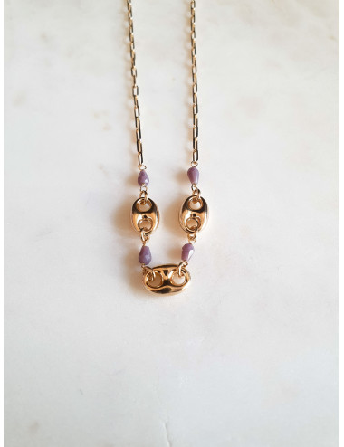 COLAR MONZA LILÁS PRATA DOURADA