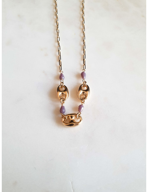 COLAR MONZA LILÁS PRATA DOURADA