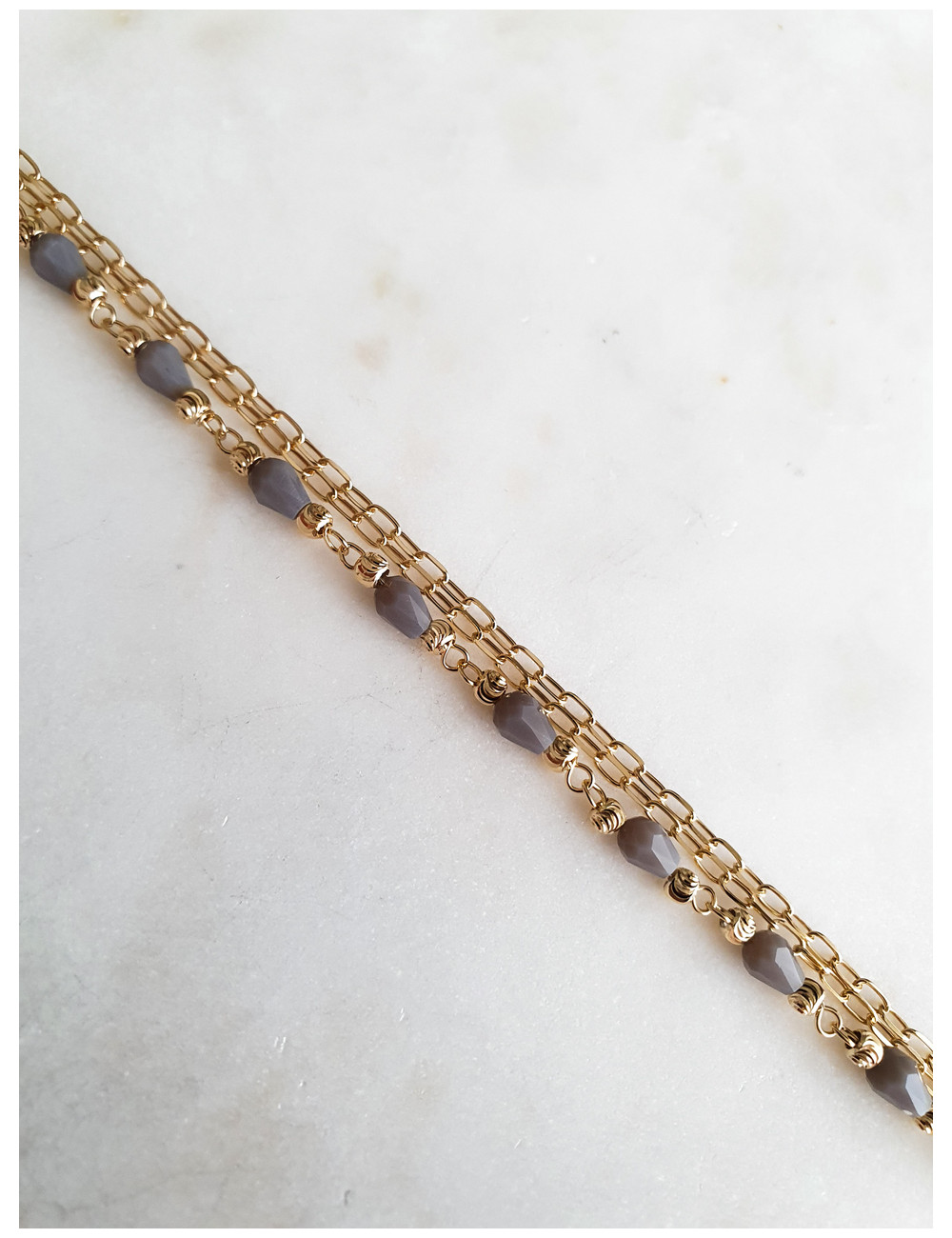 PULSEIRA TRIPLA PRATA DOURADA