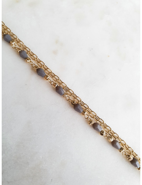 PULSEIRA TRIPLA PRATA DOURADA