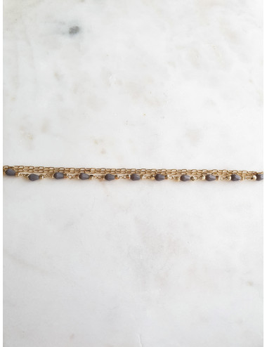 PULSEIRA TRIPLA PRATA DOURADA