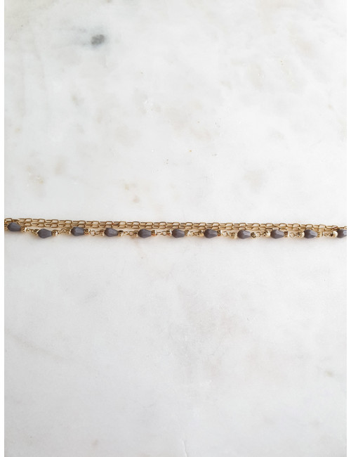 PULSEIRA TRIPLA PRATA DOURADA