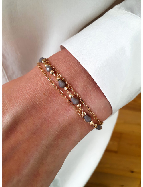 PULSEIRA TRIPLA PRATA DOURADA