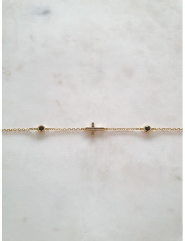 PULSEIRA CRUZ PRATA DOURADA
