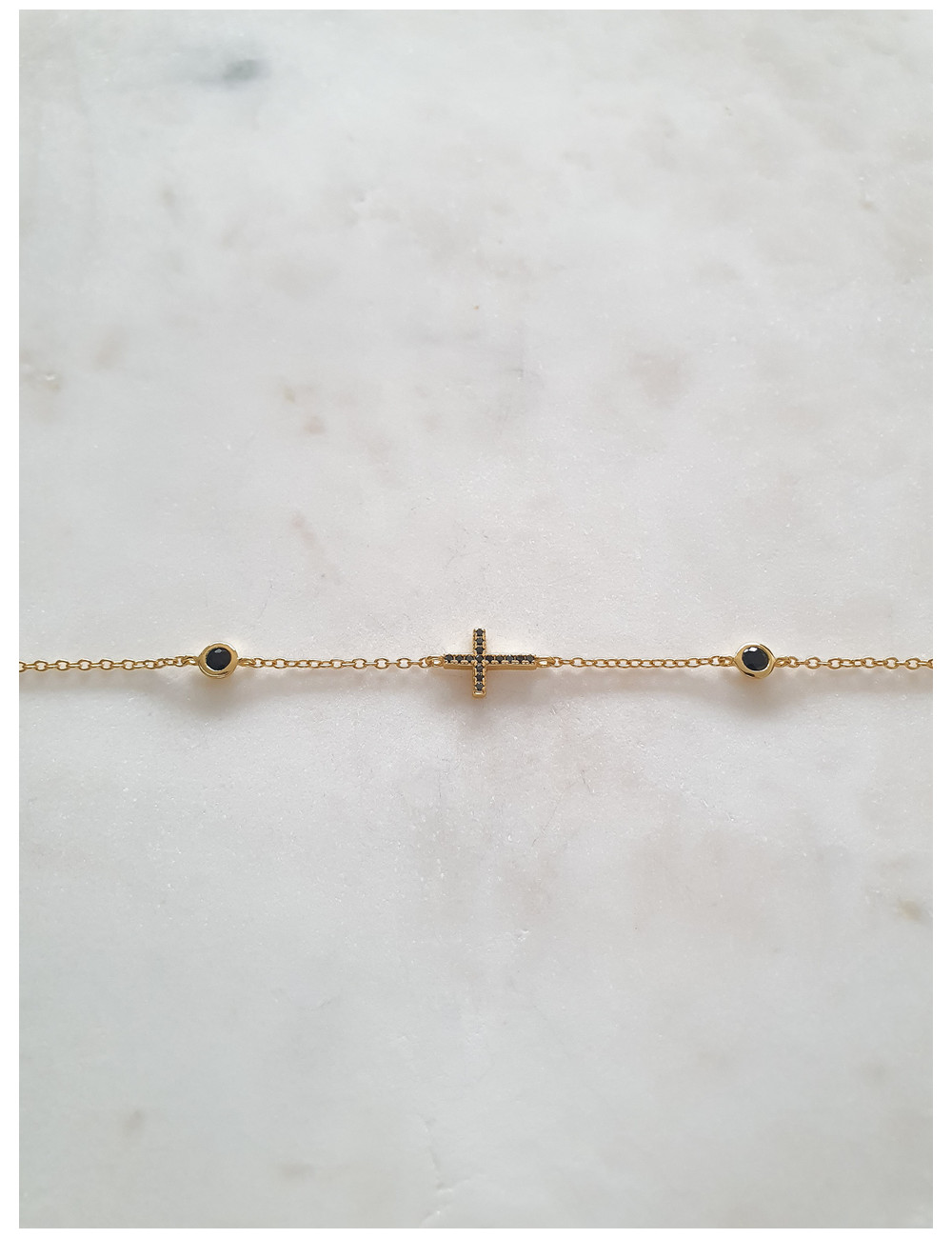 PULSEIRA CRUZ PRATA DOURADA