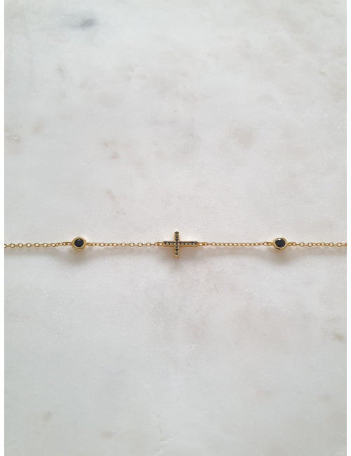 PULSEIRA CRUZ PRATA DOURADA