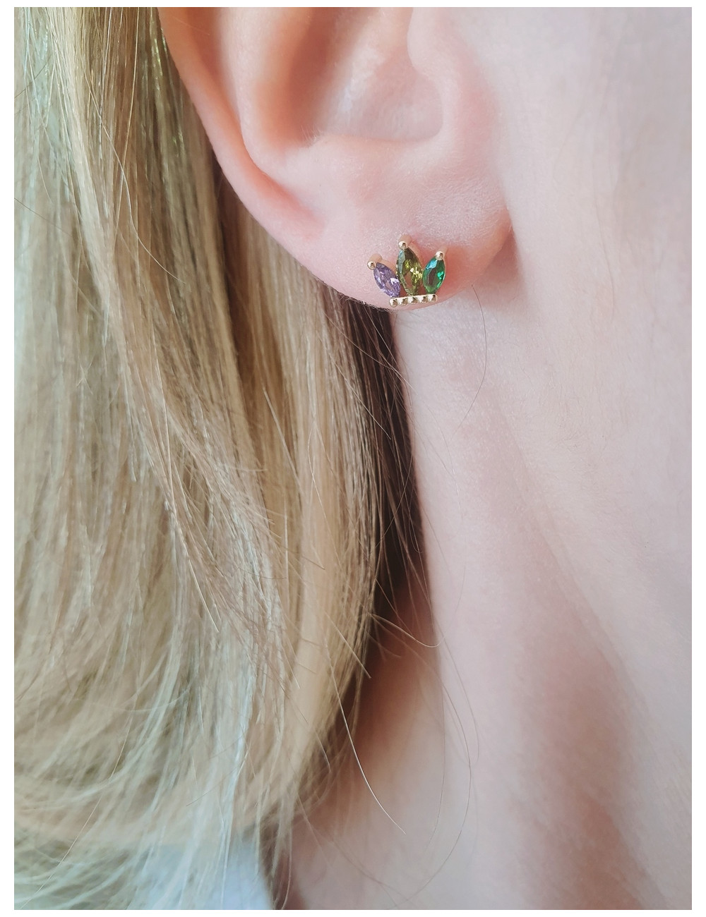 BRINCOS COLORFUL QUEEN PRATA DOURADA