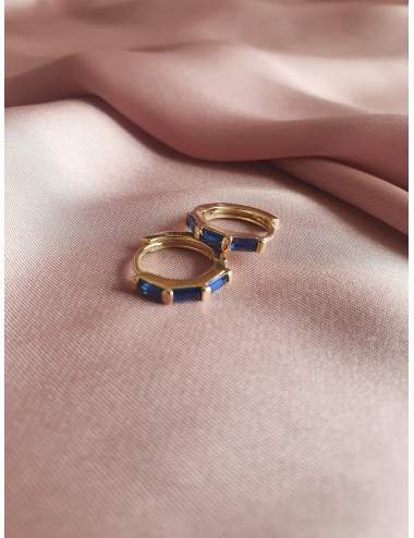 ARGOLAS PEDRAS AZUL PRATA DOURADA