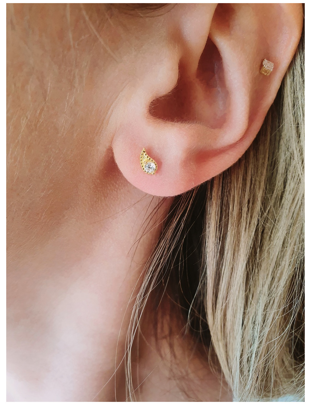 BRINCOS TEARDROOP PRATA DOURADA