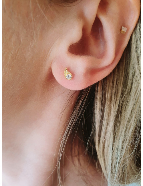 BRINCOS TEARDROOP PRATA DOURADA