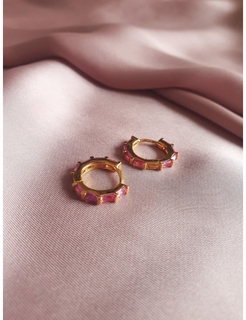 ARGOLAS PEDRAS ROSA PRATA DOURADA