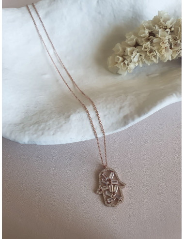 COLAR HAMSA HAND LOVE CRAVADO ROSE GOLD