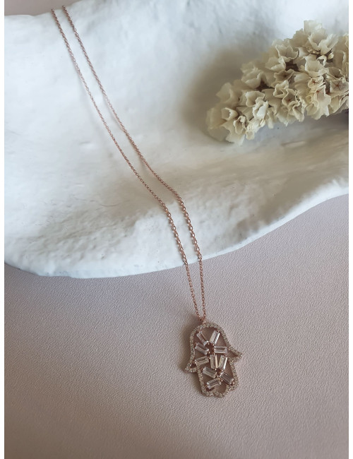 COLAR HAMSA HAND LOVE CRAVADO ROSE GOLD