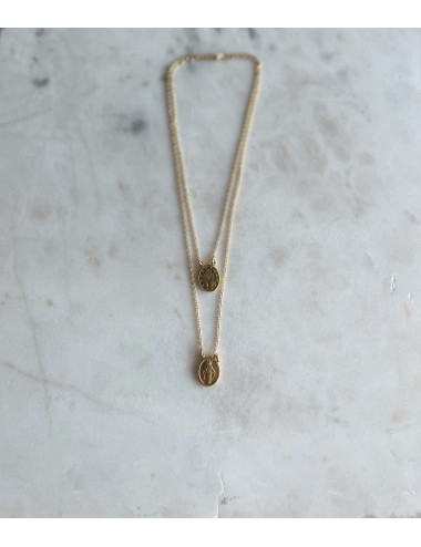 Escapulário Oval Prata Dourada