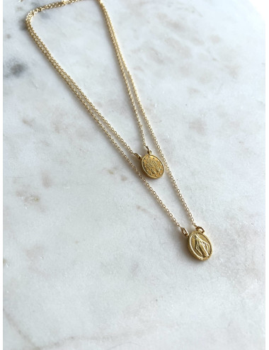 Escapulário Oval Prata Dourada