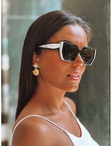 BRINCOS VICENZA VERDE PRATA DOURADA