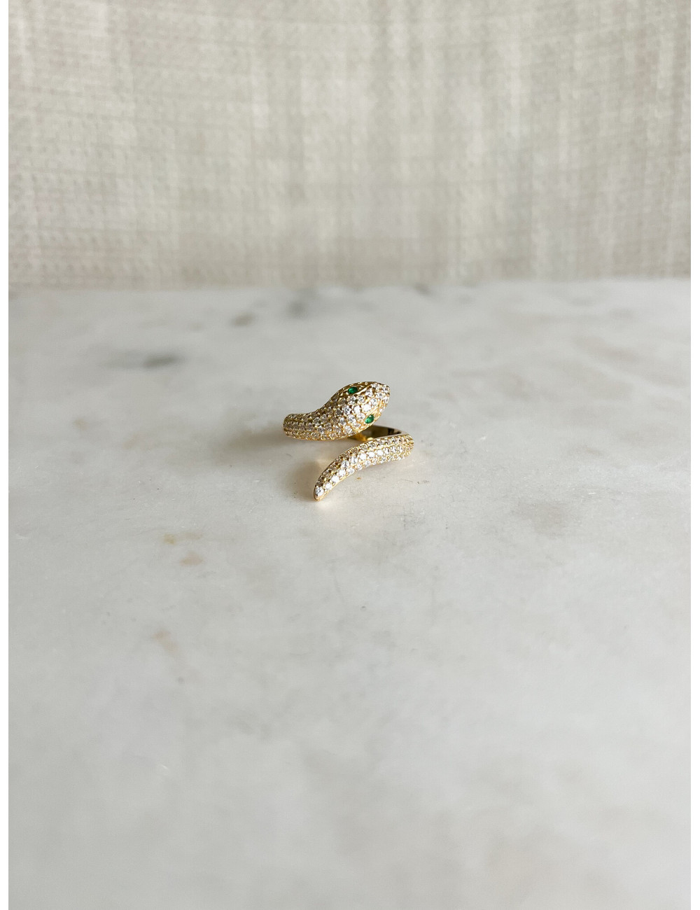 Anel Cobra Prata Dourada