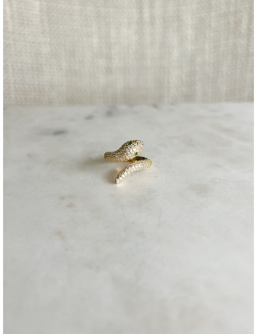 Anel Cobra Prata Dourada