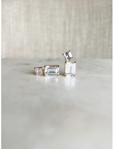 Brincos Mónaco White Prata Dourada