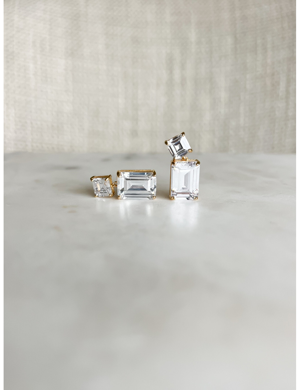 Brincos Mónaco White Prata Dourada