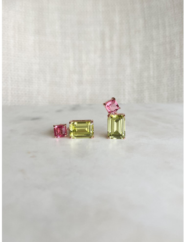 Brincos Mónaco Green Prata Dourada