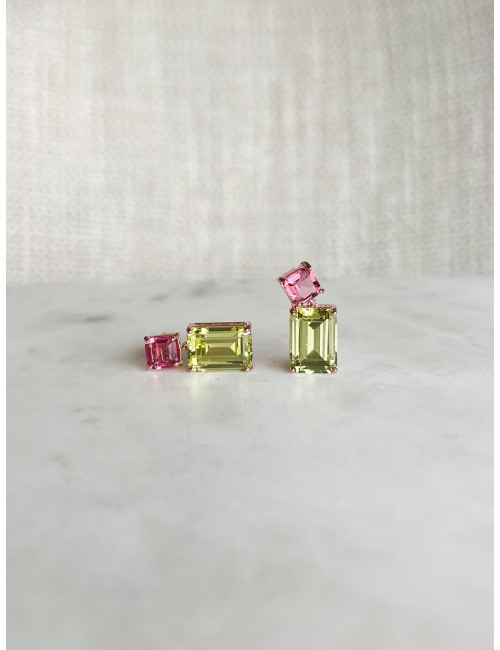 Brincos Mónaco Green Prata Dourada