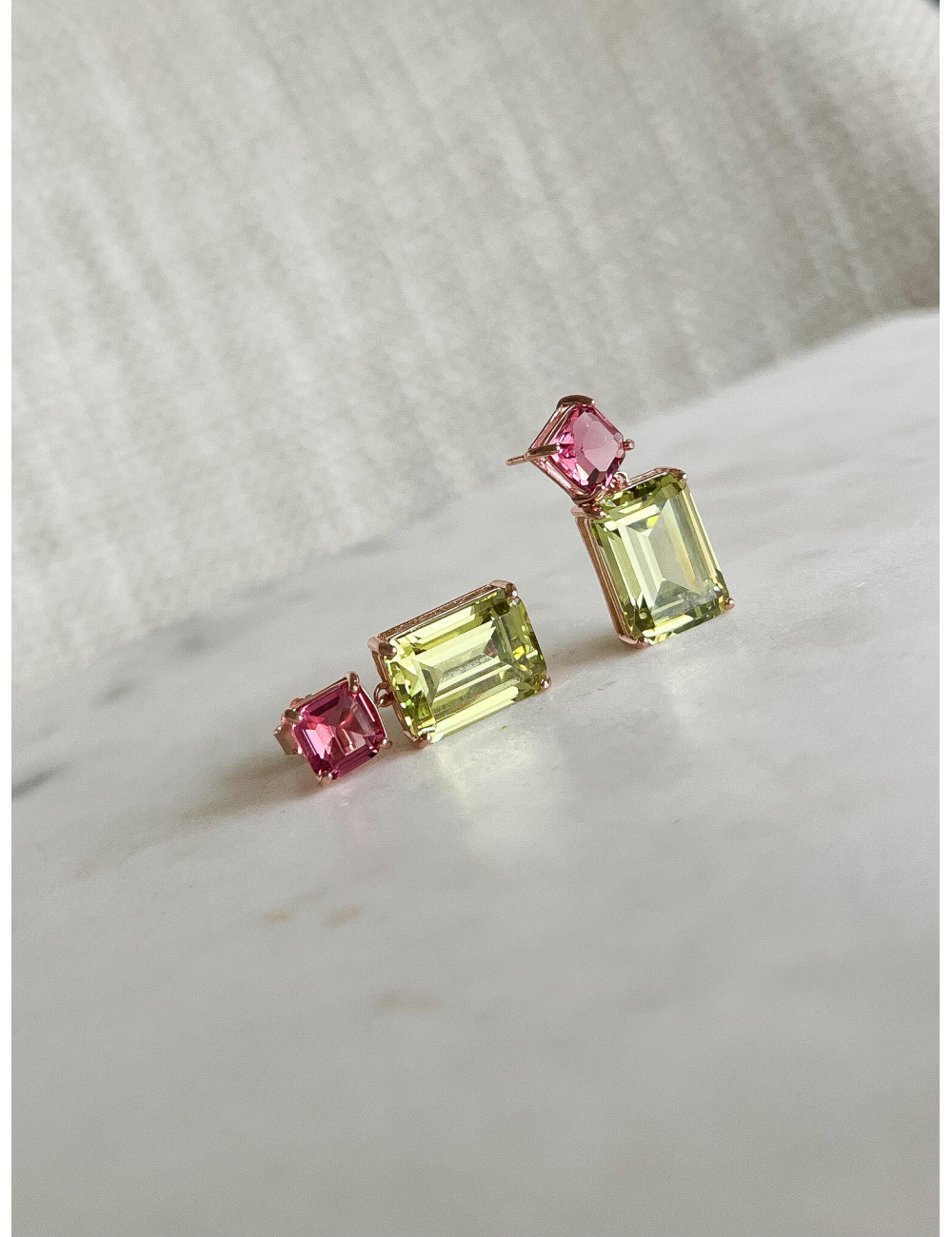 Brincos Mónaco Green Prata Dourada