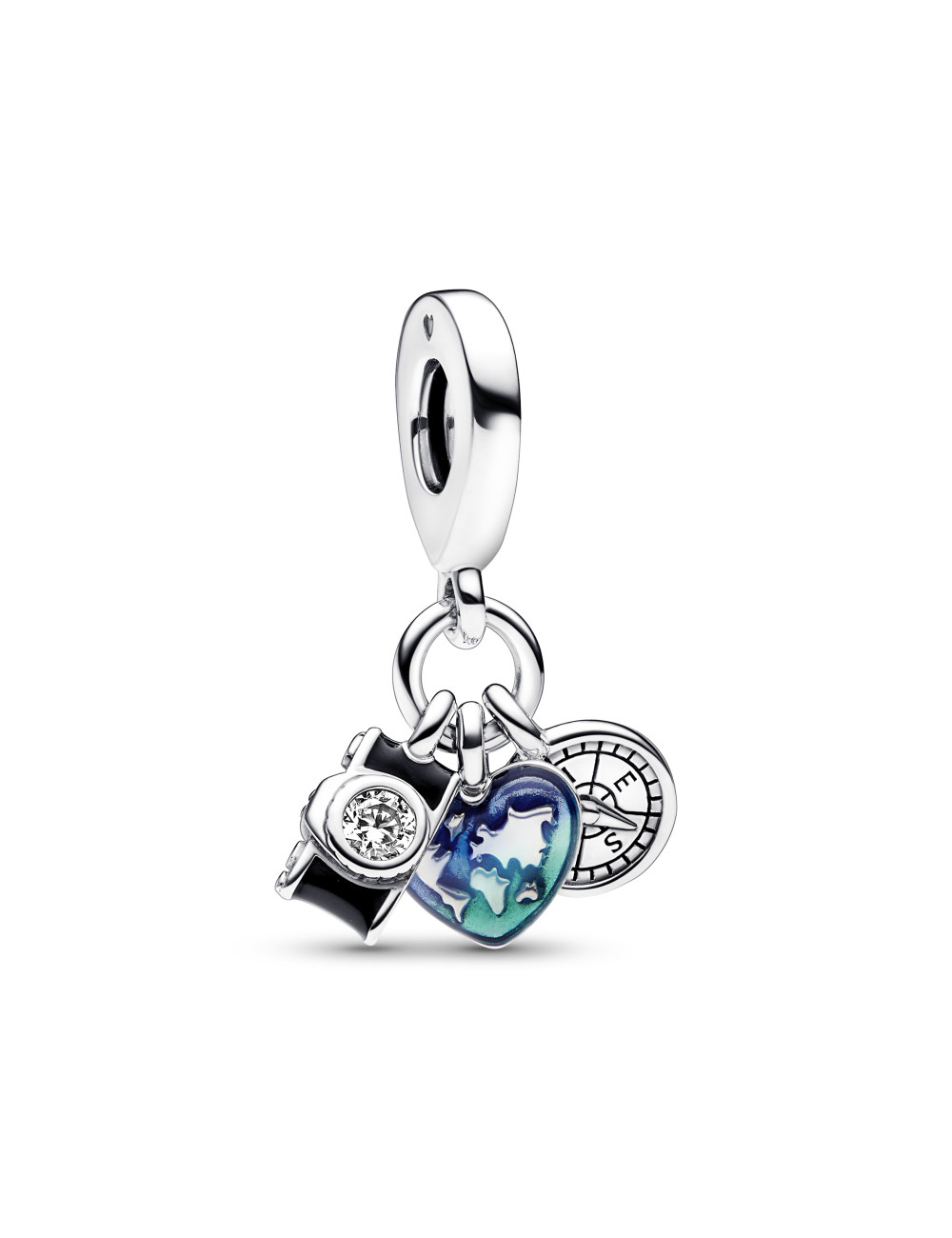 Conta Pandora Camera, Heart & Compass