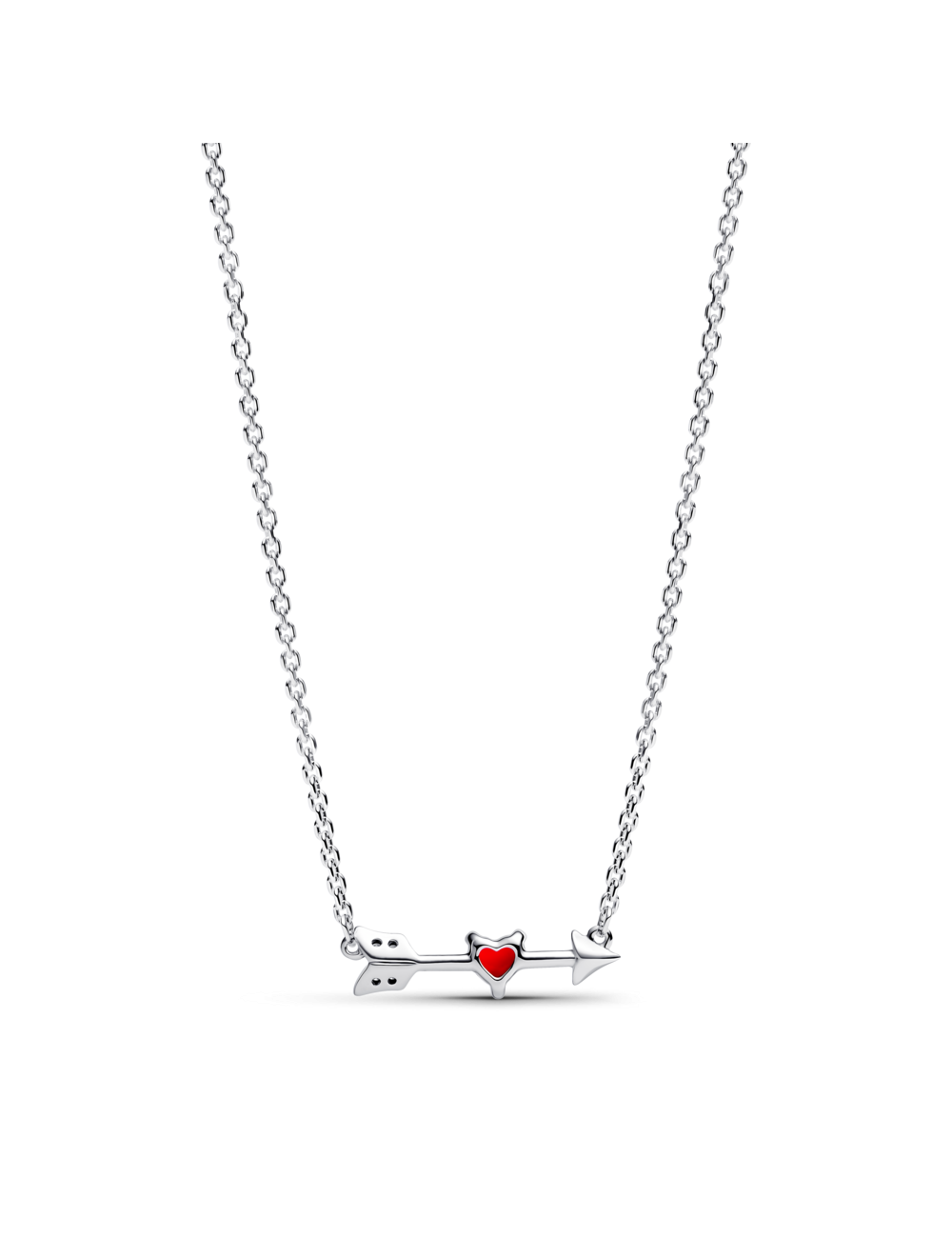 Colar Coração Flecha e Vidro Murano Pandora